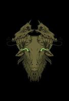 Goat with wolf skull artwork illustration vector