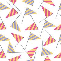 Seamless pattern with flags, Festive Birthday Party objects vector