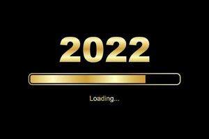 Loading process ahead of new year 2022. Symbol of new year celebration 2022. Creative festive banner with shiny gold color vector