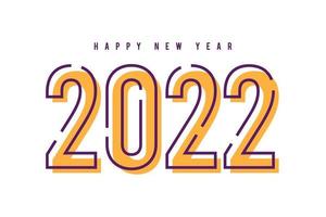 Happy new year 2022 text design on white background. Brochure template design, postcard, banner. Vector illustration