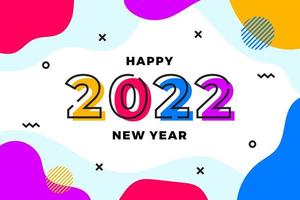 Happy new year 2022 with hand drawn designs and colorful geometric ornaments. Vector Illustration