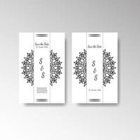 Save The Date invitation card design in henna tattoo style. Decorative mandala for print, poster, cover, brochure, flyer, banner. vector