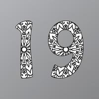 Number with Mandala. decorative ornament in ethnic oriental style. coloring book page vector