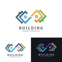 Urban building construction logo icon symbol, house, apartment, city view vector