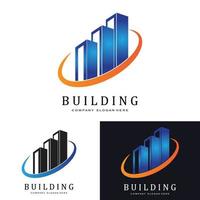 Urban building construction logo icon symbol, house, apartment, city view vector