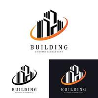 Urban building construction logo icon symbol, house, apartment, city view vector