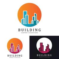 Urban building construction logo icon symbol, house, apartment, city view vector