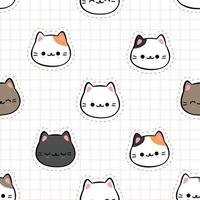 seamless pattern with kitty cat head cartoon illustration vector