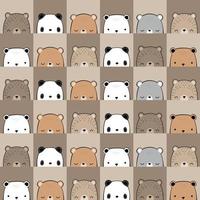 seamless pattern with panda polar and teddy bear head cartoon illustration vector