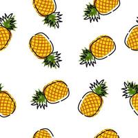 Fondo transparente de fruta de piña, ilustración vectorial para impresión textil, papel tapiz, diseño de moda vector