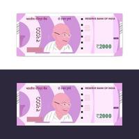India new 2000 rupee currency notes in white background vector