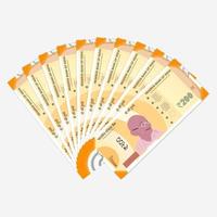 India new 200 rupee currency notes with white background vector