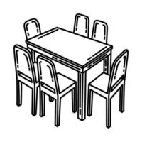 icono de mesa de comedor. Doodle dibujado a mano o estilo de icono de contorno vector