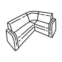 Corner Sofa Icon. Doodle Hand Drawn or Outline Icon Style vector