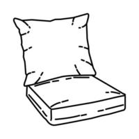 Icono De Cojín De Silla De Patio De Asiento Profundo. Doodle dibujado a mano o estilo de icono de contorno vector