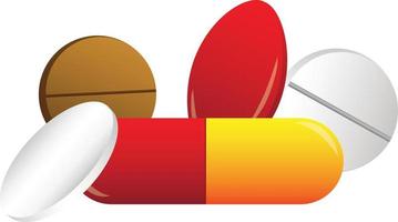 Vector Medical Pill Icon Set Closeup Isolated on Transparency Background