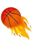 Vector illustration of burning basketball ball icon with hot rod flames