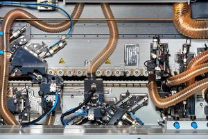 Internal system for removing sawdust and shavings on a modern woodworking machine. photo