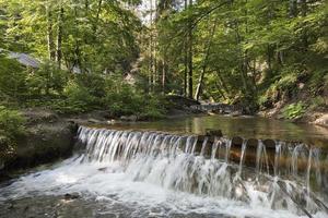 Cascading waterfall of a mountain stream in the Carpathians photo