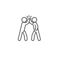 Greet your partner with handshake, business success people icon. Good deal, high five. Vector line illustration