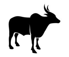 horned cow silhouette, javanese cow vector