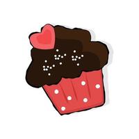 cupcake illustration with chocolate cream vector