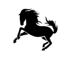 horse silhouette, horse running fast, horse running very fast, horse hair fluttering when running vector