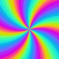 Rainbow neon swirl background. Radial gradient rainbow of twisted spiral. Vector illustration.