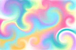 Fantasy background. Holographic illustration in pastel colors. Cute cartoon girly background. Bright multicolored sky. Vector.
