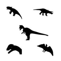 Set of Silhouette Dinosaur. Black Vector Illustration.