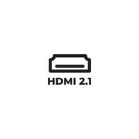 icono de hdmi. icono de hdmi 2.0. icono de línea de cable hdmi, signo de vector de contorno, pictograma de estilo lineal aislado en blanco. símbolo, ilustración del logotipo. trazo editable