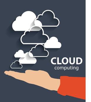 concepto de computación en la nube en diferentes dispositivos electrónicos. vector