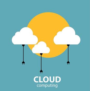 Cloud Computing Concept on Different Electronic Devices. Vector