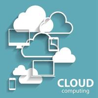 Cloud Computing Concept on Different Electronic Devices. Vector