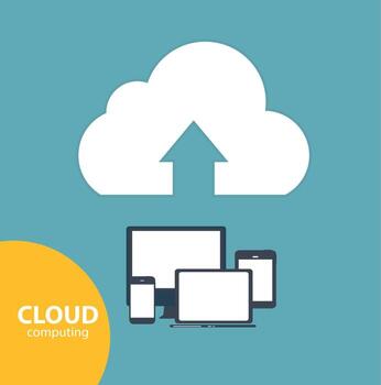 Cloud Computing Concept on Different Electronic Devices. Vector