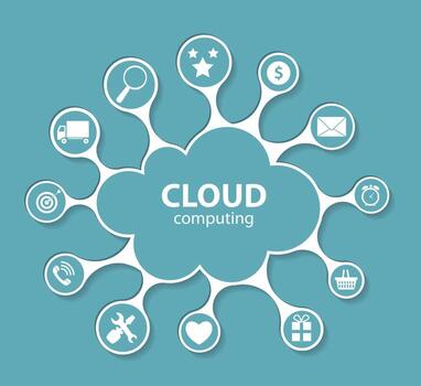 Cloud Computing Concept on Different Electronic Devices. Vector