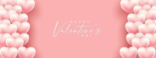 feliz día de san valentín, fondo de san valentín. plantilla de banner de vector de día de San Valentín. diseño del día de San Valentín con espacios en blanco para texto y elementos de corazones en fondo rosa y blanco. ilustración vectorial