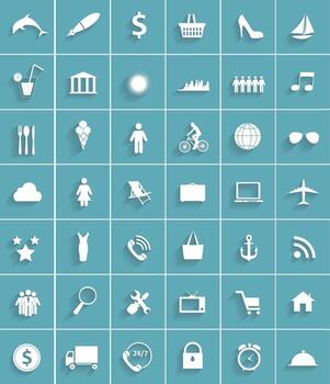 Modern Flat Icon Set for Web and Mobile Application vector