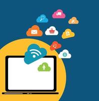 Cloud Computing Concept on Different Electronic Devices. Vector