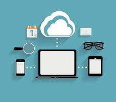 Cloud Computing Concept on Different Electronic Devices. Vector