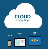 Cloud Computing Concept on Different Electronic Devices. Vector