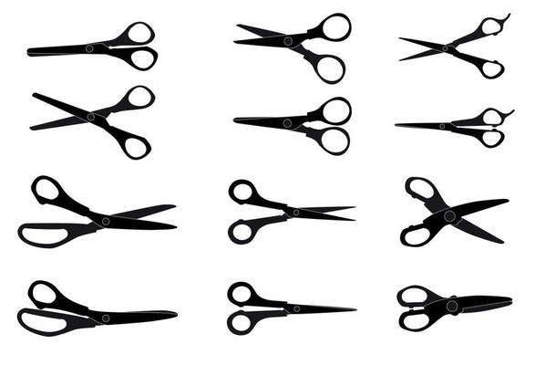 Set of Cutting Scissors. Vector Illustration.