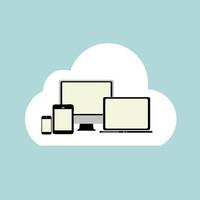 Cloud Computing Concept on Different Electronic Devices. Vector