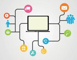 Cloud Computing Concept on Different Electronic Devices. Vector