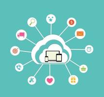 Cloud Computing Concept on Different Electronic Devices. Vector