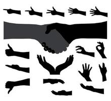 Black Set of Hand. Vector Illustration