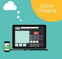Ilustración de vector de concepto plano de compras en línea
