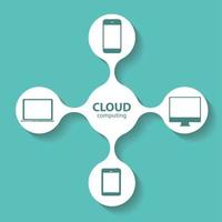 Cloud Computing Concept on Different Electronic Devices. Vector