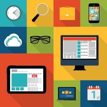 conjunto de iconos planos modernos para aplicaciones web y móviles vector