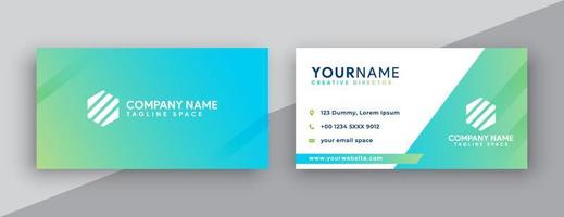 modern business card design . double sided business card design template . blue and green gradation business card inspiration vector